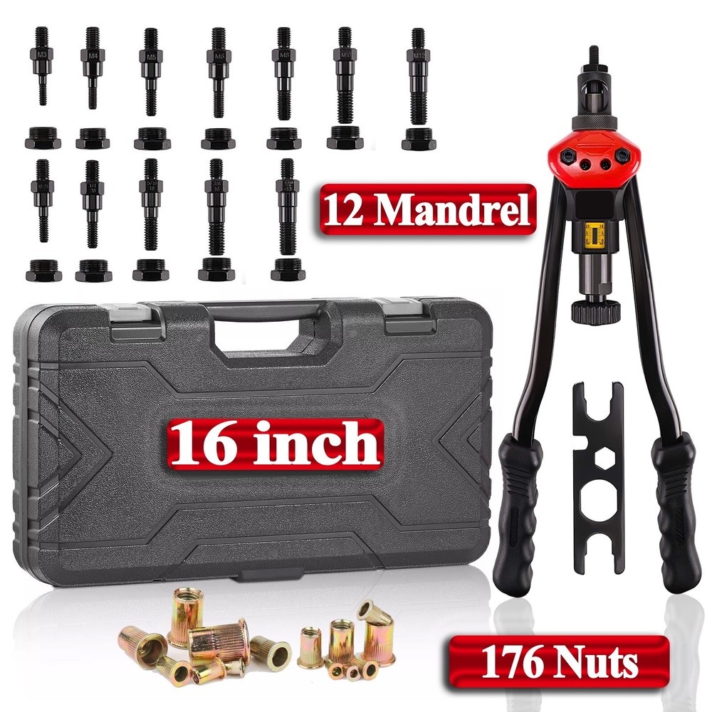 Rivet Nut Gun Kit Rivnut Setting Tools Nut Setter Tool Hand Blind Riveter 16"