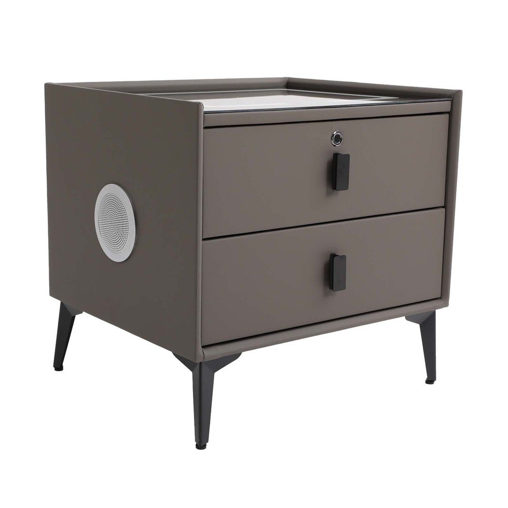 Bluetooth Speaker Smart Bedside Table With Light USB& Wireless Charging Modern