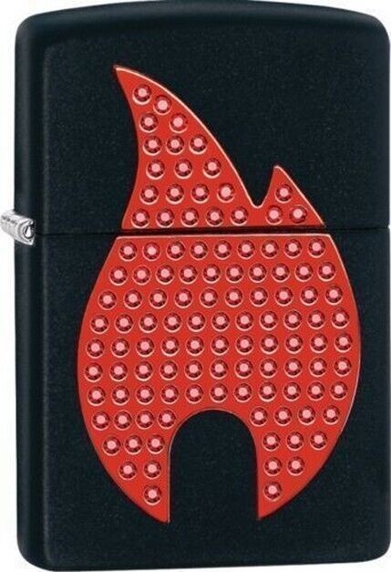 Zippo Red Flame Emblem Black Matte 29106
