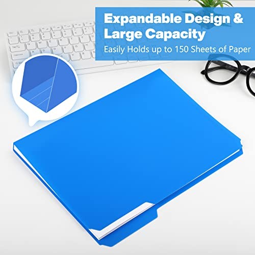 Plastic Colored File Folders, Letter Size Polypropylene Vibrant Colors 18 Pack