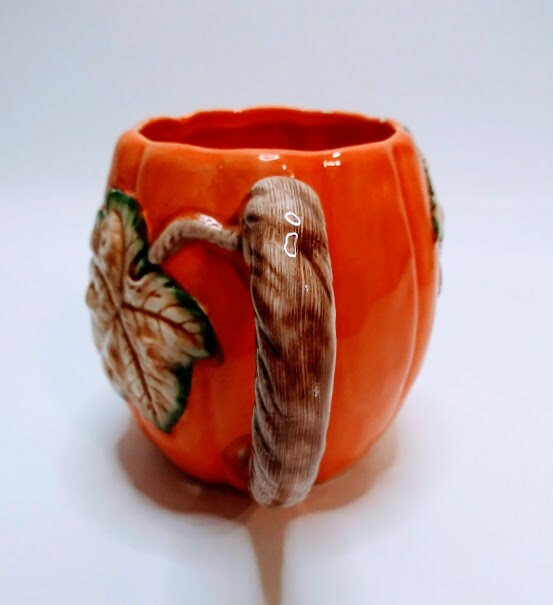 Vintage Pumpkin Ceramic Mug Planter