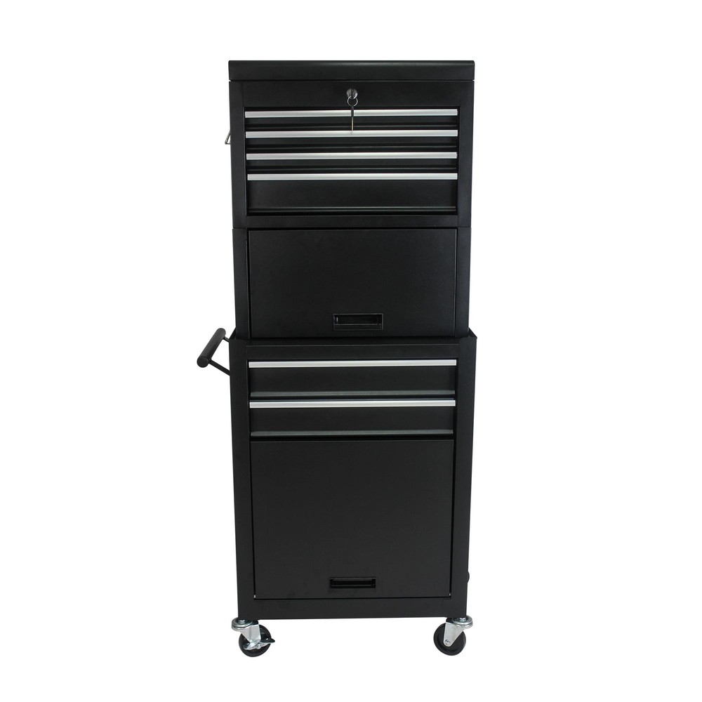 High Capacity 6-Drawer Rolling Tool Chest with Wheels - Durable Black Storage