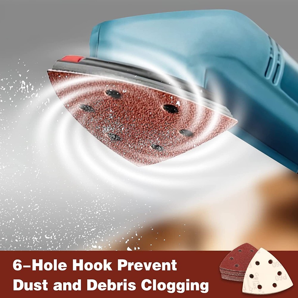 200×Triangle Sandpaper Sanding Pads Hook and LoopPalm for Oscillating Multi Tool