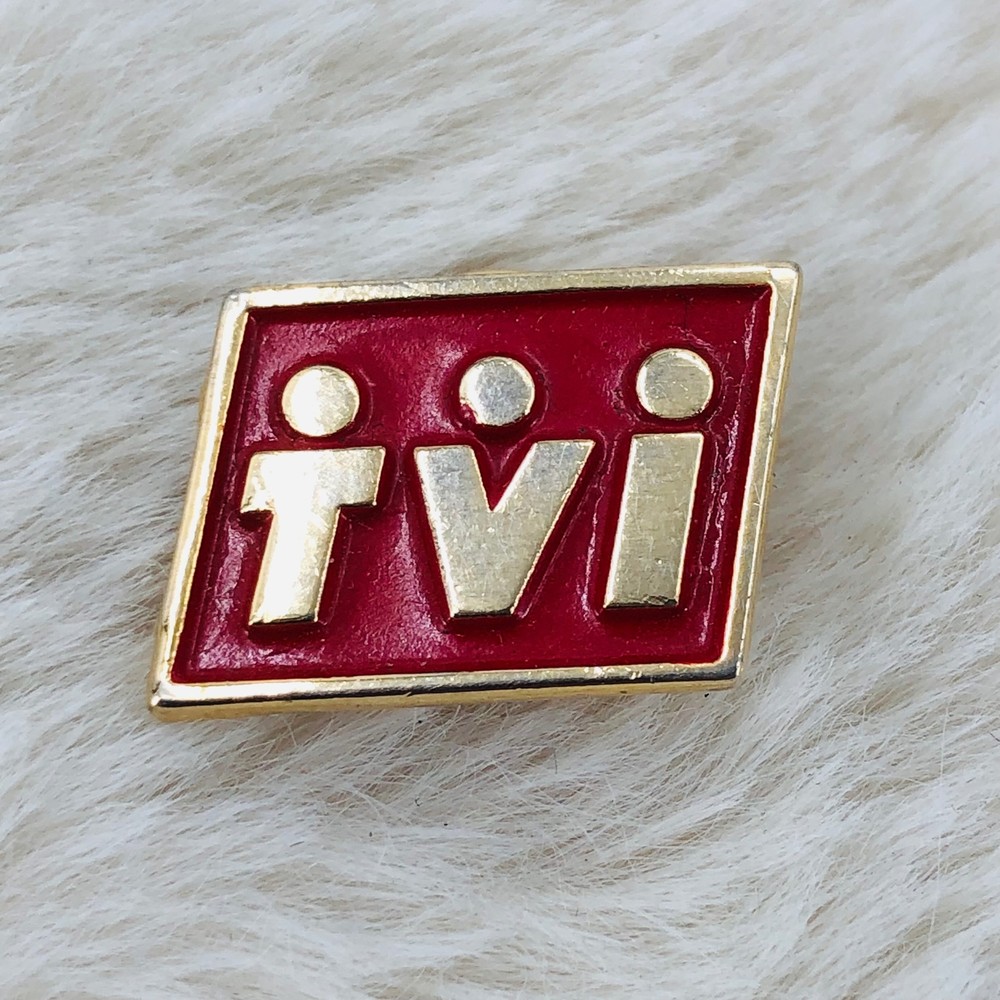 Vtg TVI Red Enamel Lapel Pin