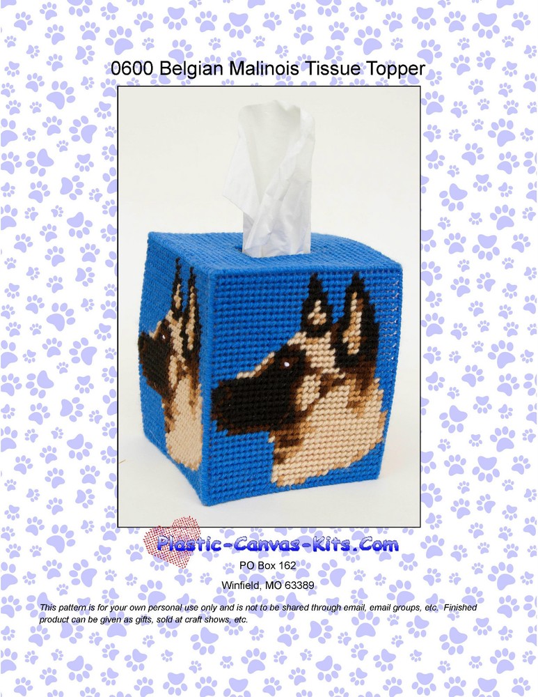 Belgian Malinois Dog Tissue Topper-Plastic Canvas Pattern or Kit
