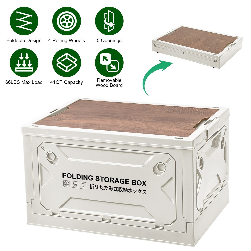 Stackable Storage Bin Outdoor Camping Bin Organizer White/Green Shelf Rack Box