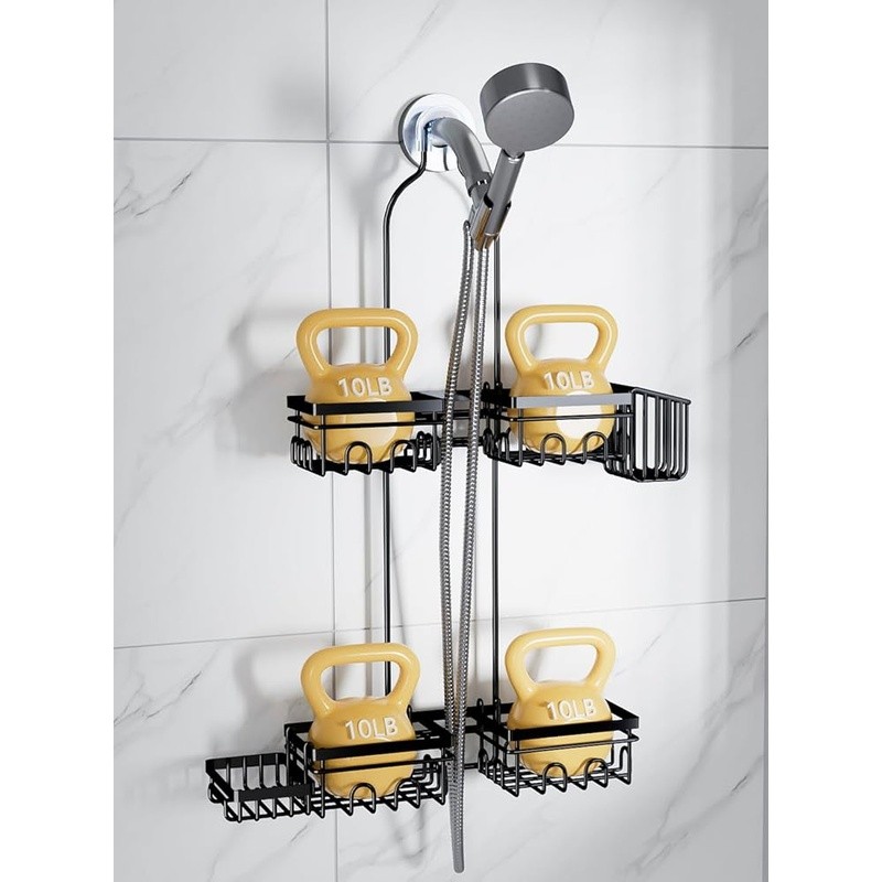 Rustproof Shower Caddy Wall Handheld Tool-Free Large Storage Organizer Hooks New