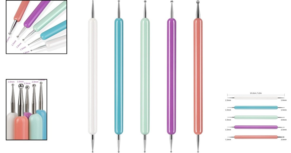 Versatile 5-Piece Pattern Tracing Stylus Set for Precision Art and Nail Designs