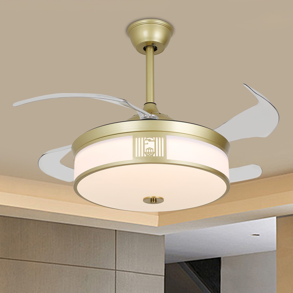 42 inches Modern Ceiling Fan Tri-color temperature LED Light with Remote Control