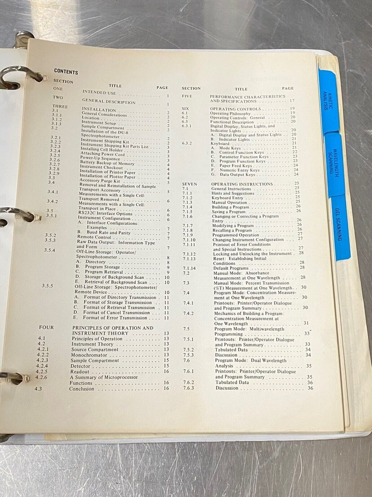 Beckman DU-8 Spectrophotometer UV-visible - Users Guide / Instruction Book