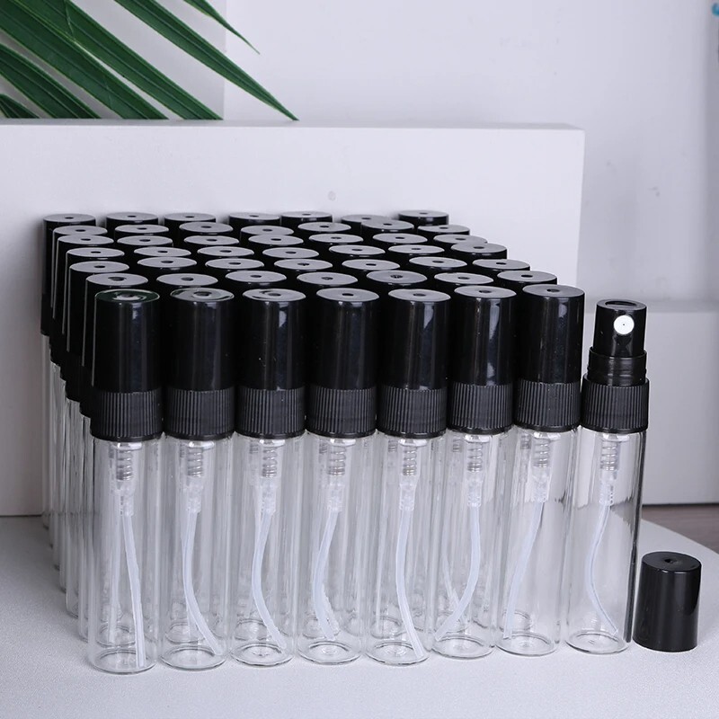 50Pcs - Empty Refillable Travel Glass Perfume Bottle With Spray Atomizer 5 ml