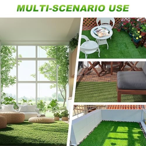 Artificial Grass Tiles Interlocking Turf Squares Deck 9 Pack -2"x2" Indoor 1