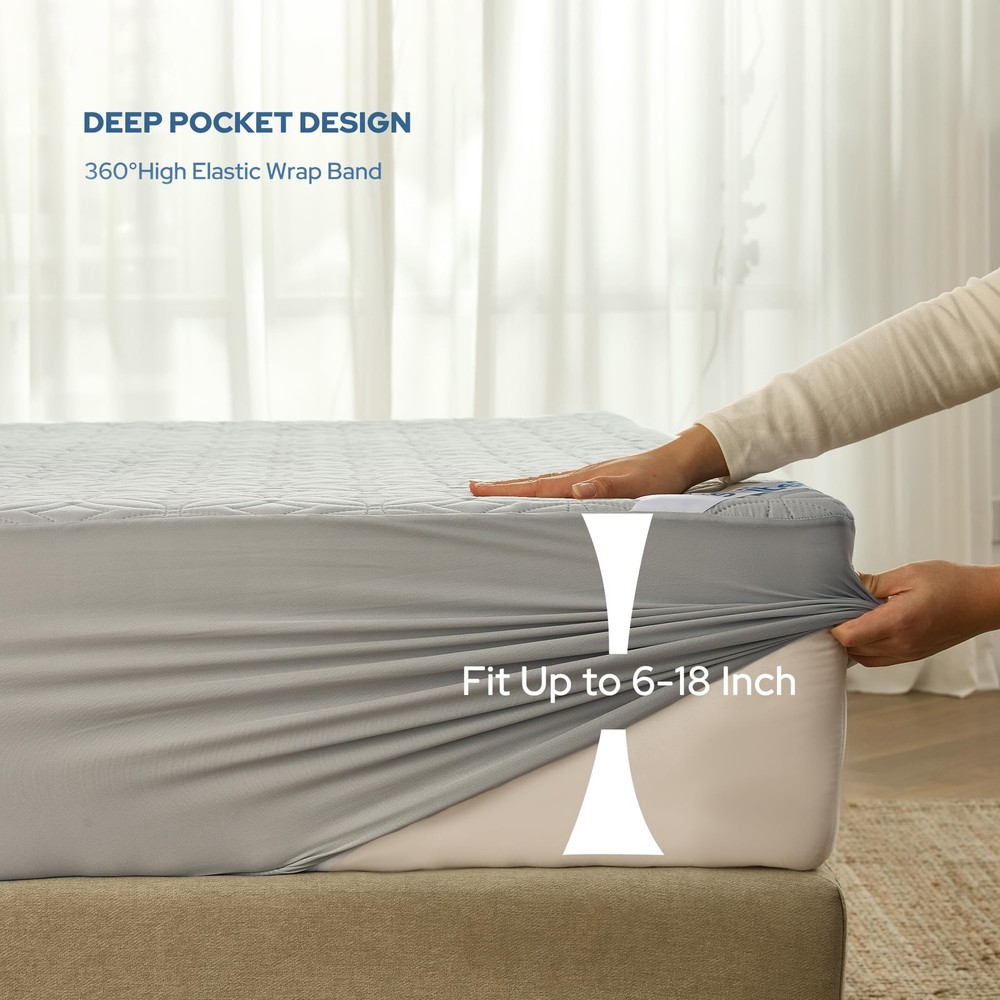 BEDLORE Waterproof Mattress Protector, Queen Size Mattress Pad with Deep Pock...