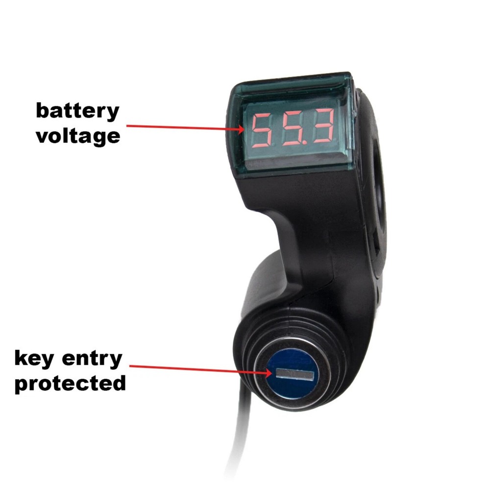 Durable E-Bike Throttle Control Switch Voltage Display Key Lock for Electric
