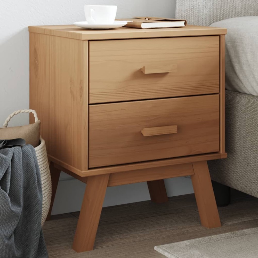 Bedside Cabinet Brown Solid pinewood with a wax finish Medium