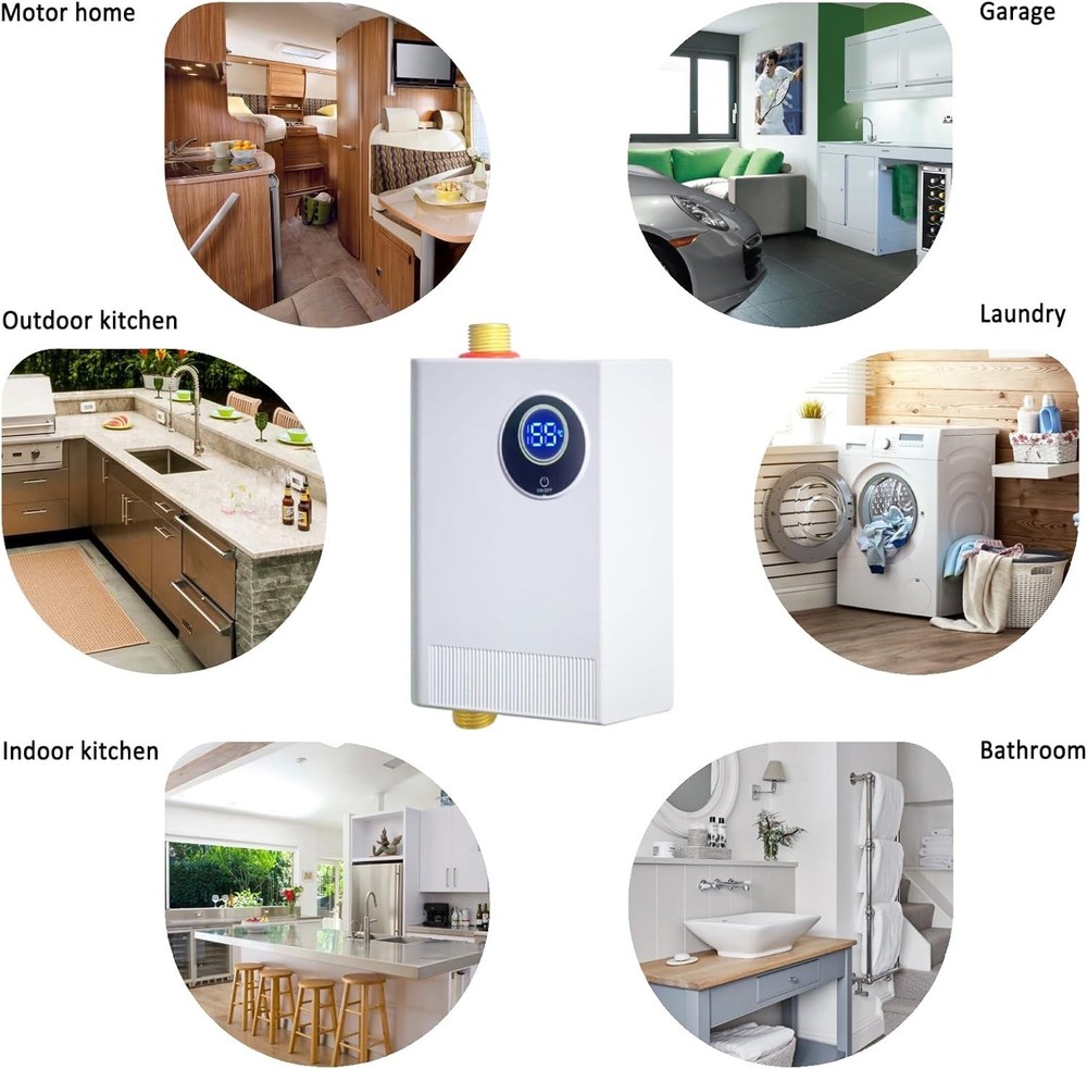 110V Tankless Water Heater Electric, 3000W Compact Water Heater Under Sink,