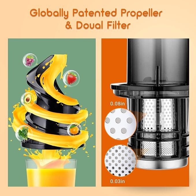 Slow Juicer Machine Masticating Cold Press Juicers Squeezer Vegetable Processor