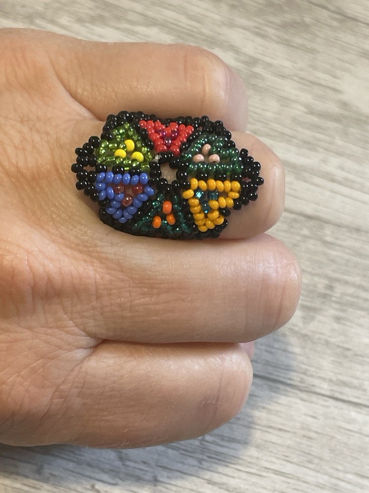 Handcrafted Wide Beaded Boho Ring