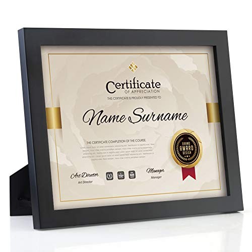 Document Frame Certificate Frames Made of Solid Wood High 8.5x11 Black