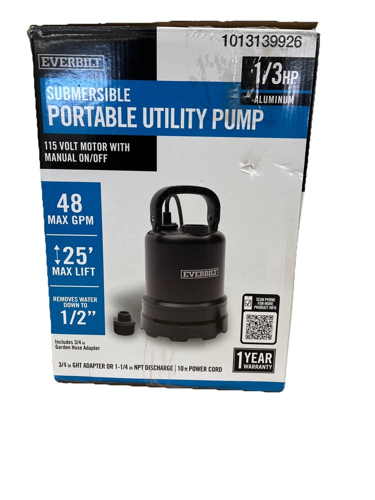 Everbilt 1/3 HP Submersible Aluminum Utility Pump