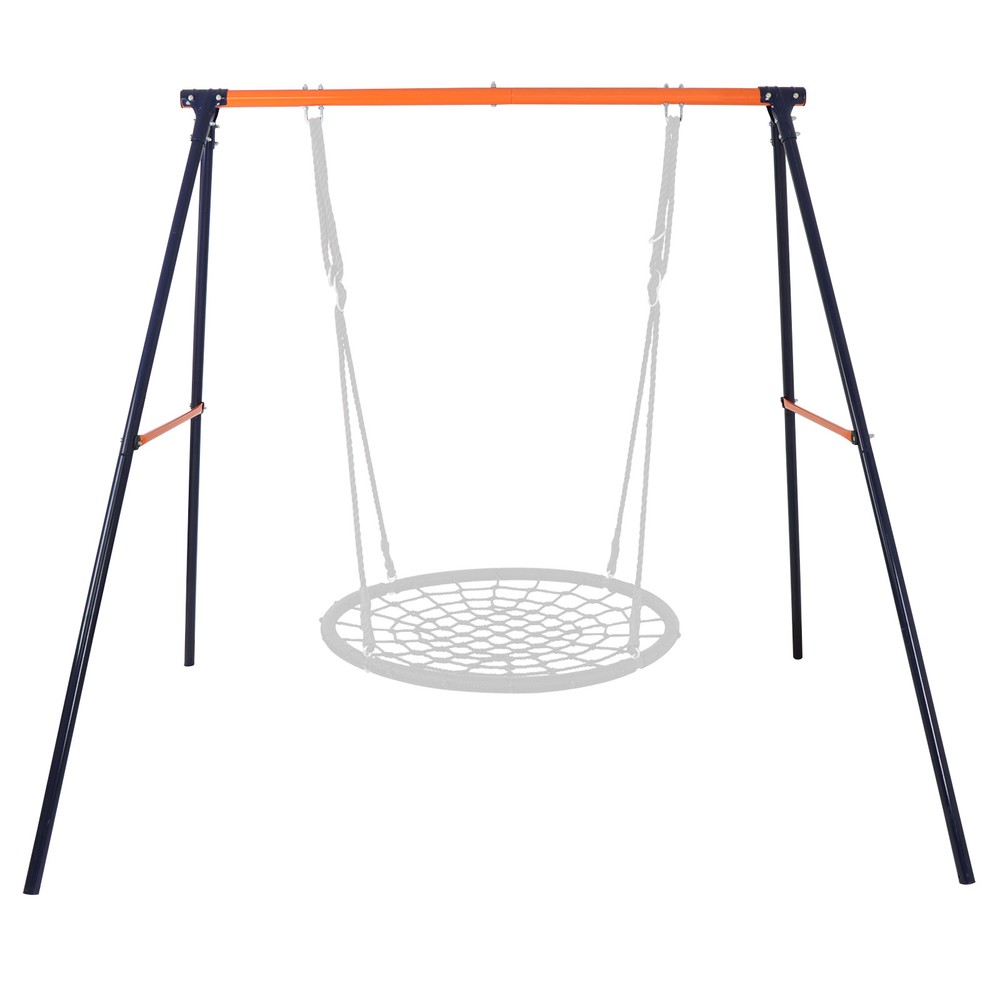 A-Frame Swing Stand Yard Lawn Playground + 48'' Spider Web Tree Swing Net