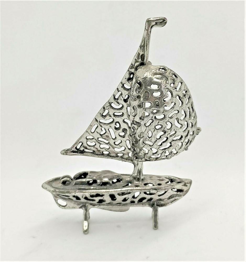STERLING SILVER MINIATURE SAILING BOAT CUT OUT HANDMADE