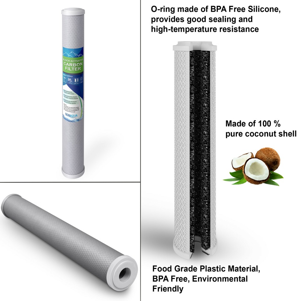 20" x 2.5" Clear Standard Whole House Water Filter System & Block Carbon Filter