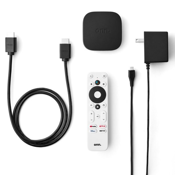ONN Android TV 4K UHD Streaming Device with Voice Remote Control Google Assistan