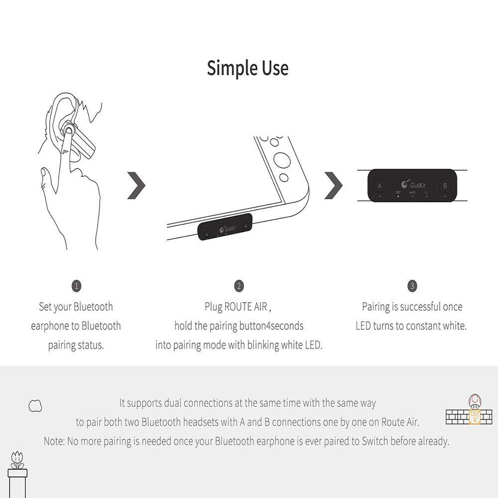 For Nintendo Switch GULIkit Route Air bluetooth Adapter Audio Transmitter Type-C