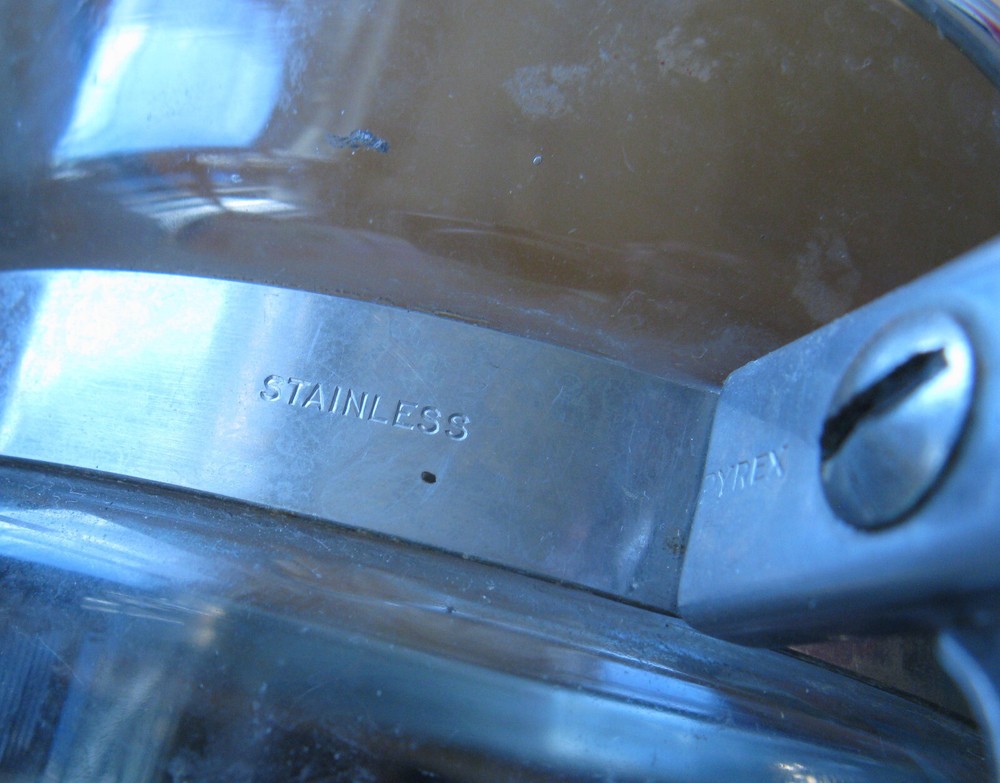 PYREX - Old COFFEE PERCOLATOR with Stick Handle and Tab Handle Lid (no innards)