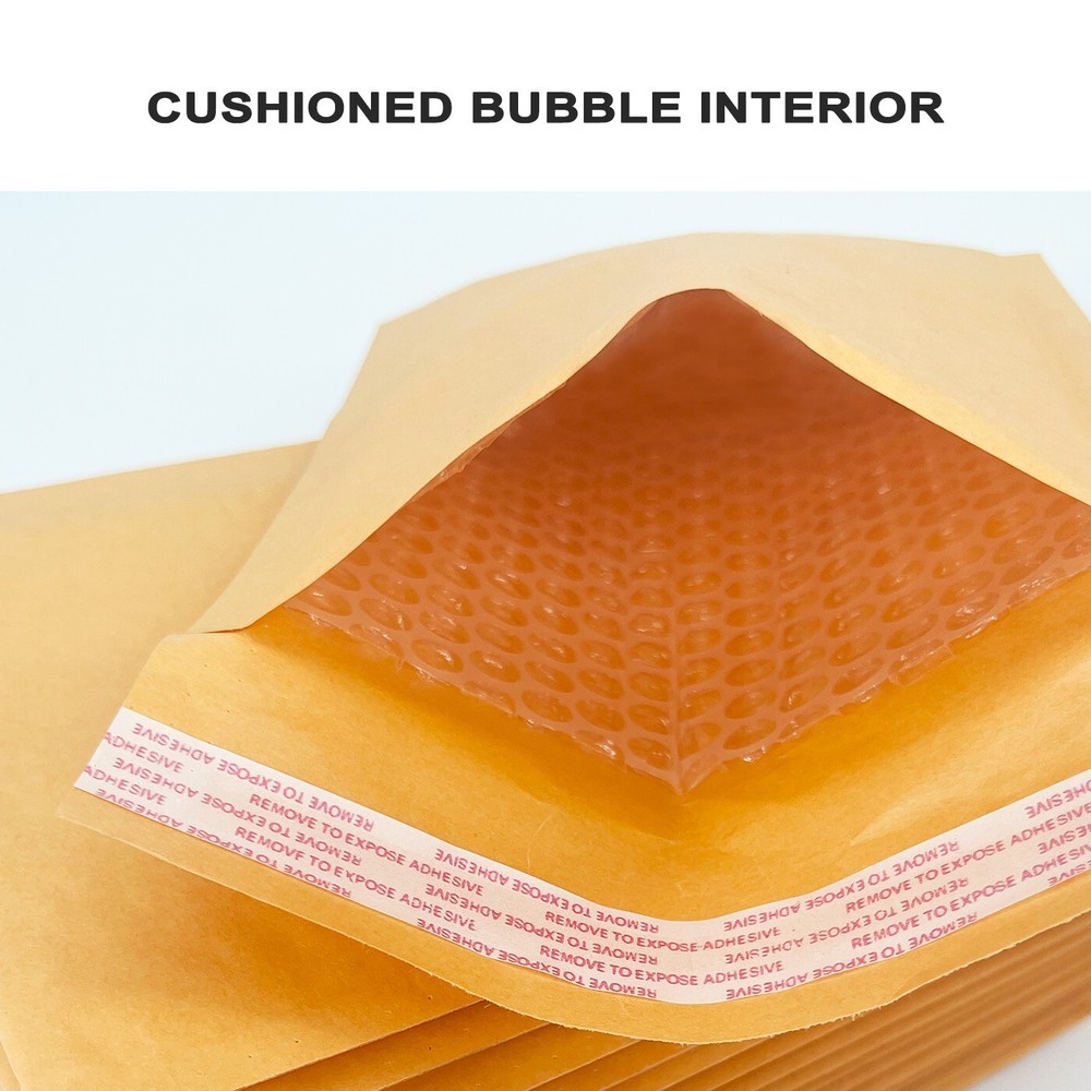 100Pcs Coolpkg #000 4x8" 4*8 Small Kraft Bubble Mailer Padded Shipping Envelope