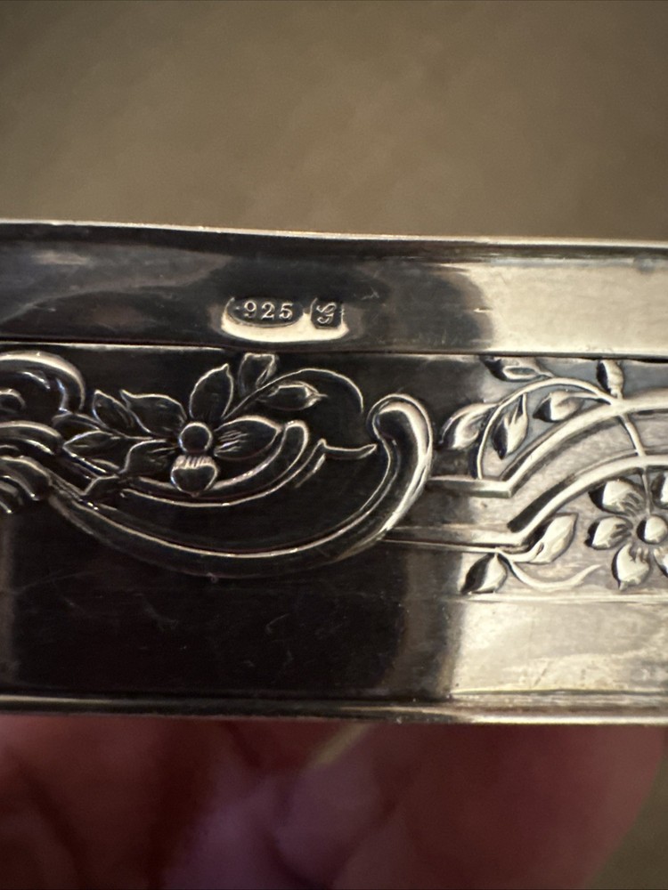 Lovely Antique Sterling Silver Repousse Box With Hinged Lid