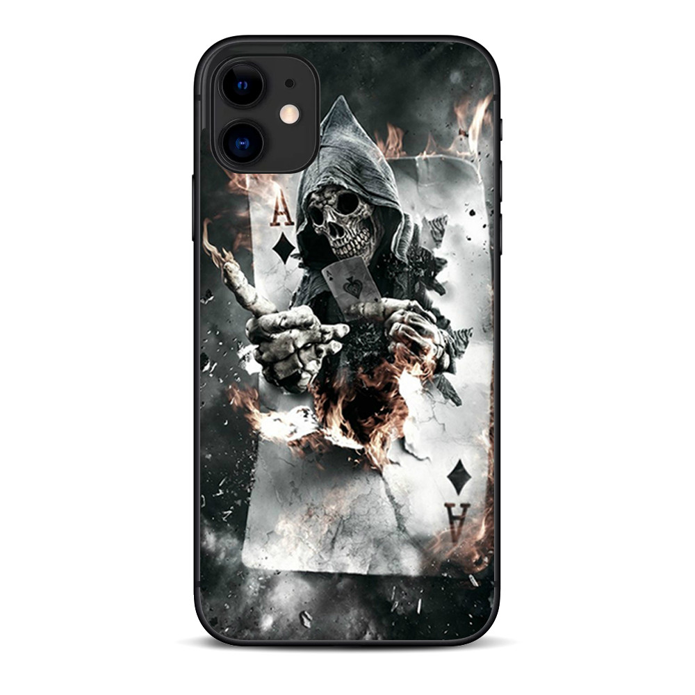 Skins Decal Wrap for Apple iPhone 11 - Ace Diamonds Grim Reeper Skull