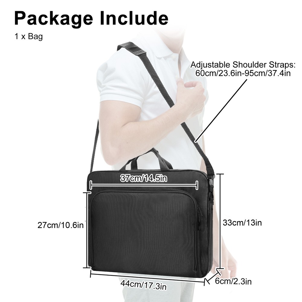 17in Water-Resistant Laptop Sleeve, Notebook Case Computer Bag w/ Shoulder Strap