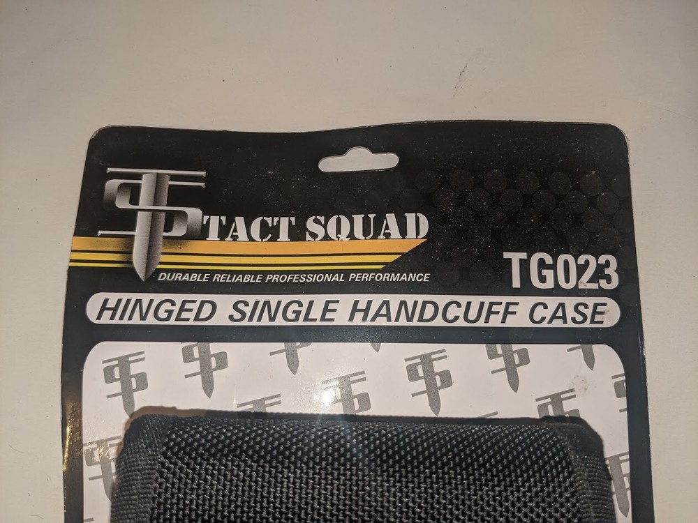 Tact Squad Hinged or chain Single Handcuff Case Black Nylon with snap closure