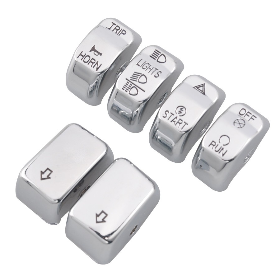 6pcs Chrome Hand Control Switch Housing Button Caps for Harley Street Bob FXDB
