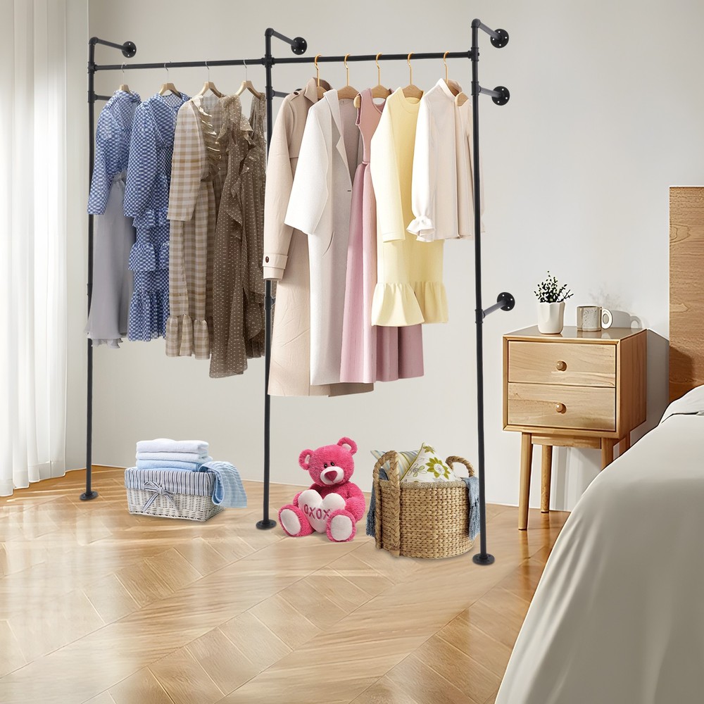 Wall-Mounted Clothing Rack, Industrial Style Heavy Duty Storage Solution