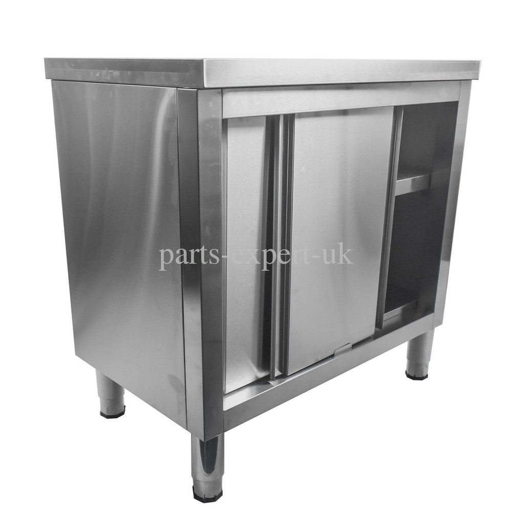 Commercial Heavy Duty Prep Workbench w/Sliding Doors Kitchen Work Table Cabinet