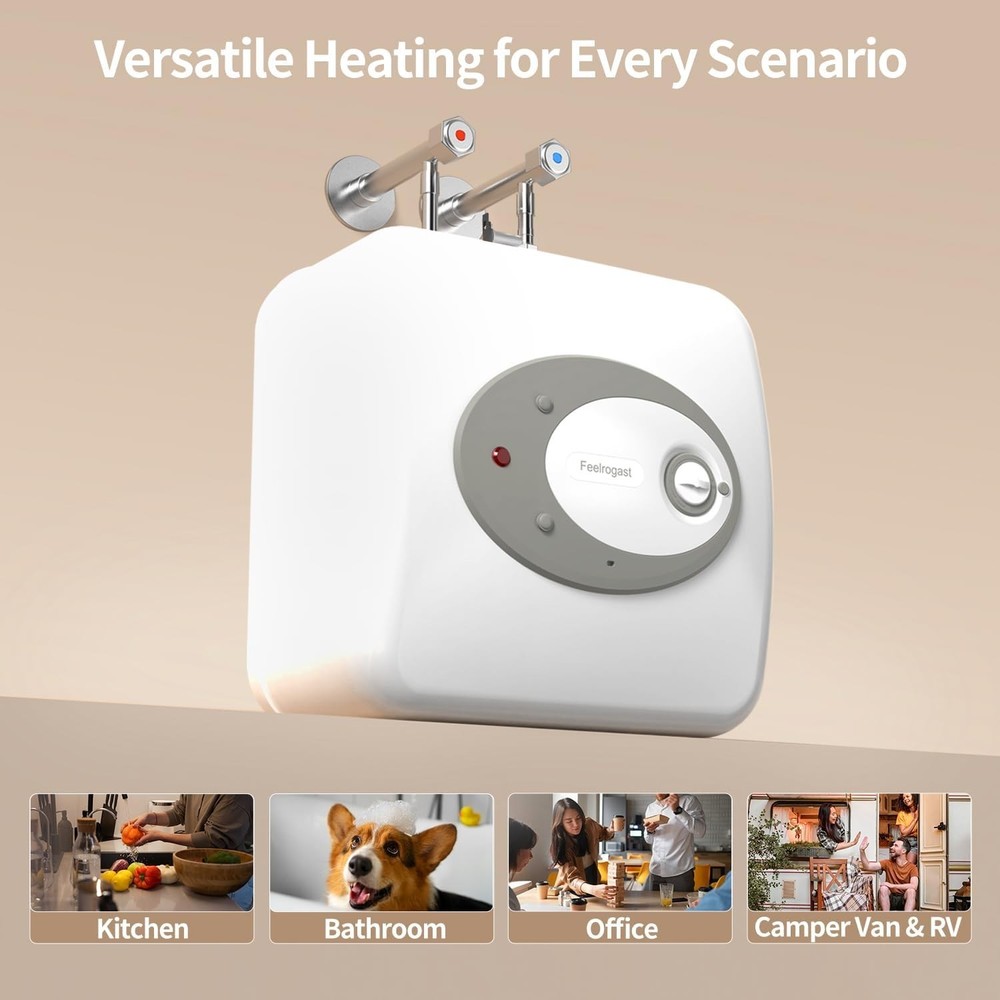 Electric Tank Water Heater-8 Gallon Under Sink Instant Hot Water for RV, Camp...