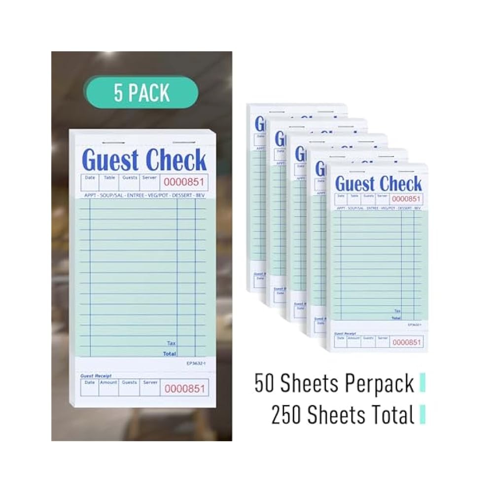 50-Sheet Restaurant Server Order Pads
