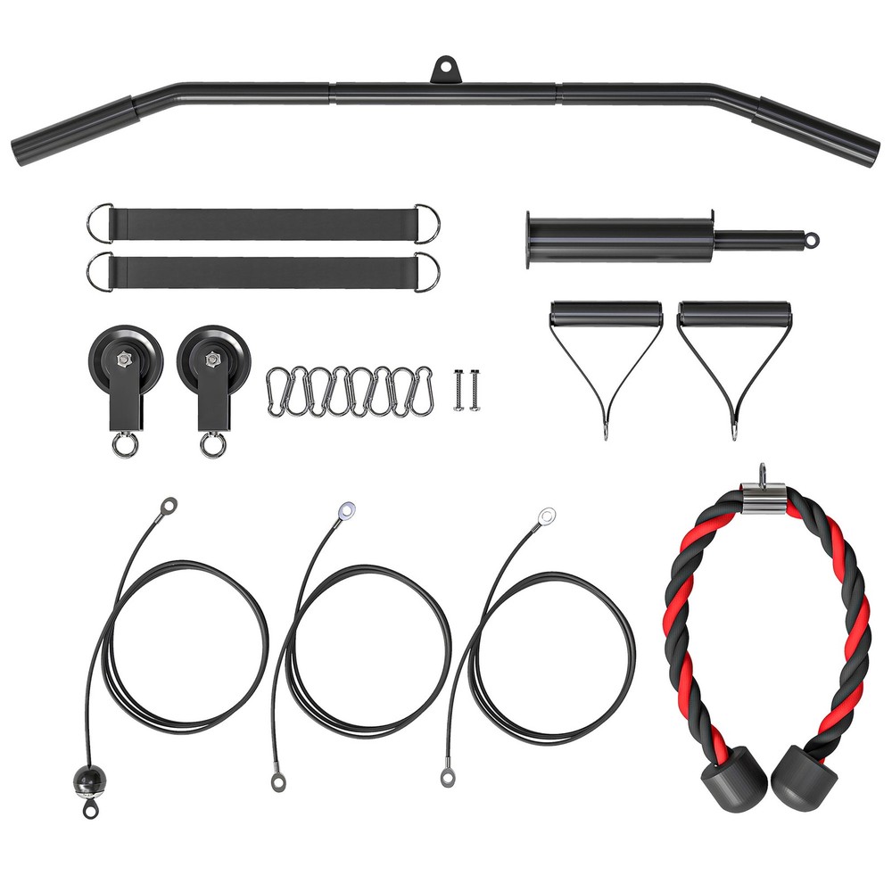Soozier Weight Cable Pulley System for LAT Pull Down, Biceps Curl, Red