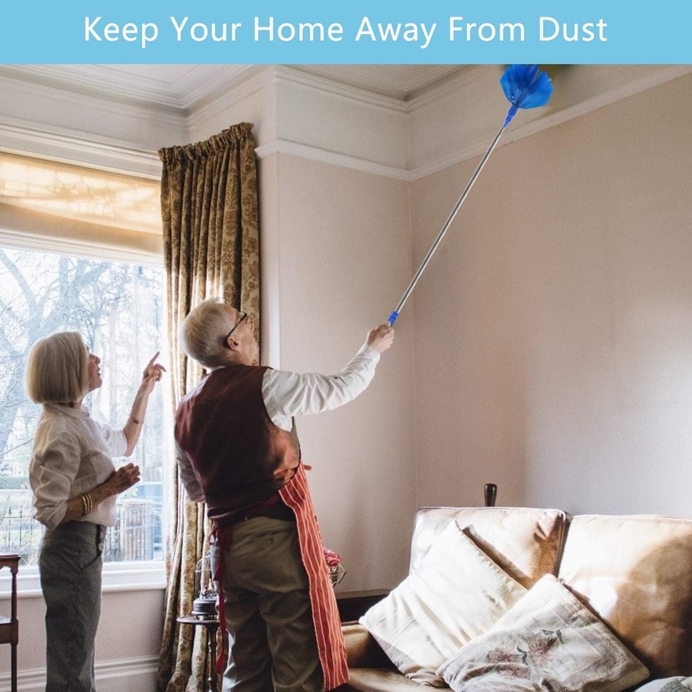 Cobweb Duster with Extension Pole, Washable Cleaning Duster Kit with 3 Duster He