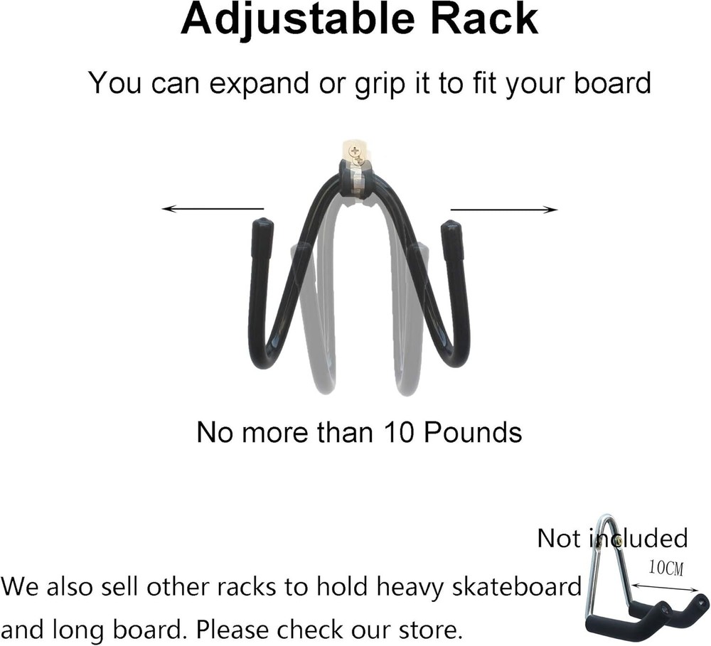 Metal Skateboard Wall Mount Rack 4-Pack Adjustable for Storage Display Vertical