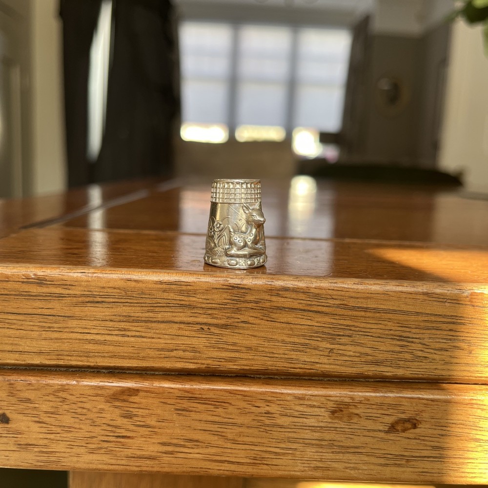 Vintage Sterling Silver Embossed Bambi Design Thimble