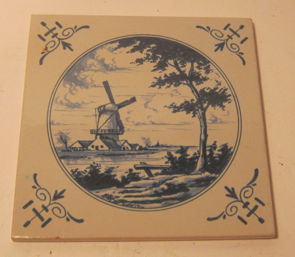 DELFT Art Tile #1 with Windmill Scene EXCELLENT Condition!!!