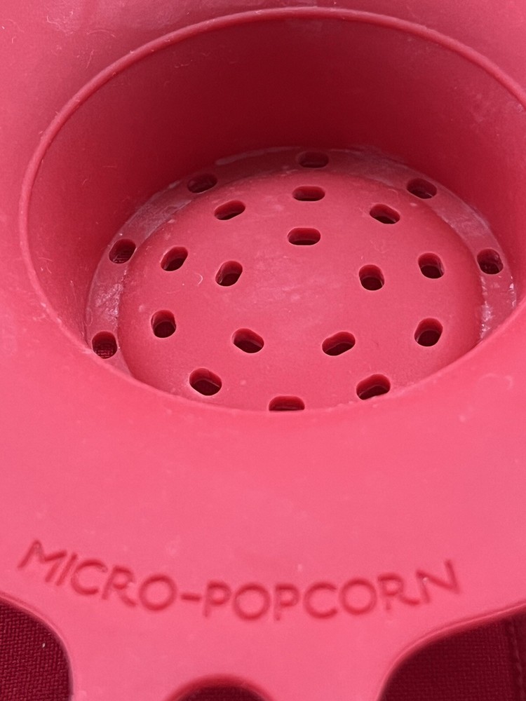 ECOLUTION MICRO-POP MICROWAVE 3QT HANDLED POP CORN POPPER GLASS & RED SILICONE