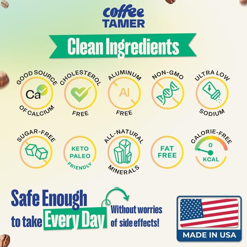 Coffee Tamer Acid Reducer – 50 Packets – Transforms Regular to Low...