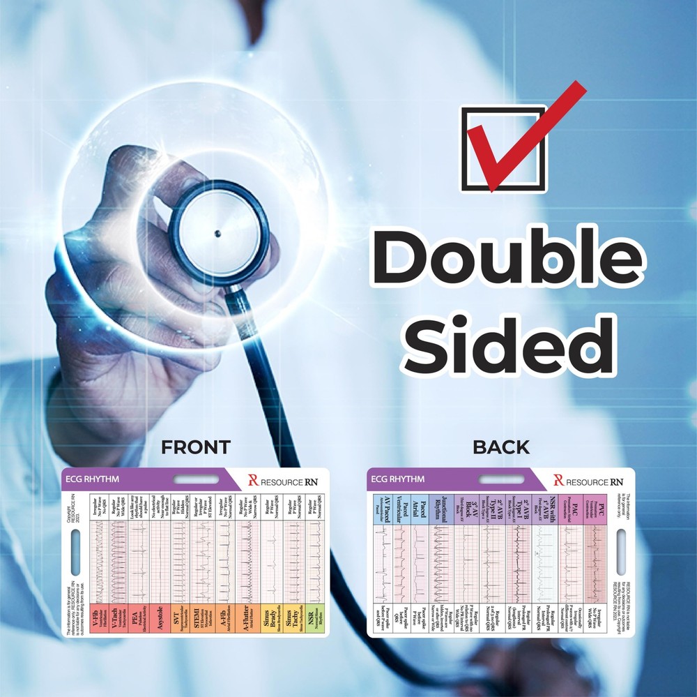 EKG Rhythm Interpretation - Compact & Portable Reference Card – Rapid Interpr...