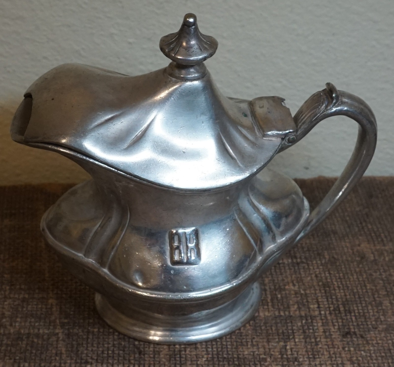 1937 BR (BURLINGTON ROUTE RR) SILVER SOLDERED CREAMER w/lid REED & BARTON 7oz