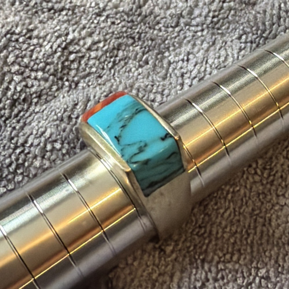 Native American Ring - Sterling Silver & Stone (9.75)